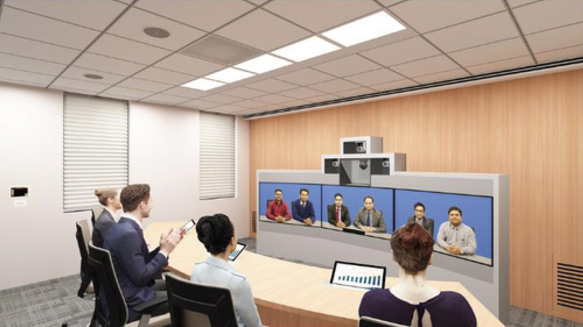 Two-in-One Immersive Media Briefing Room & Hybrid Telepresence Room